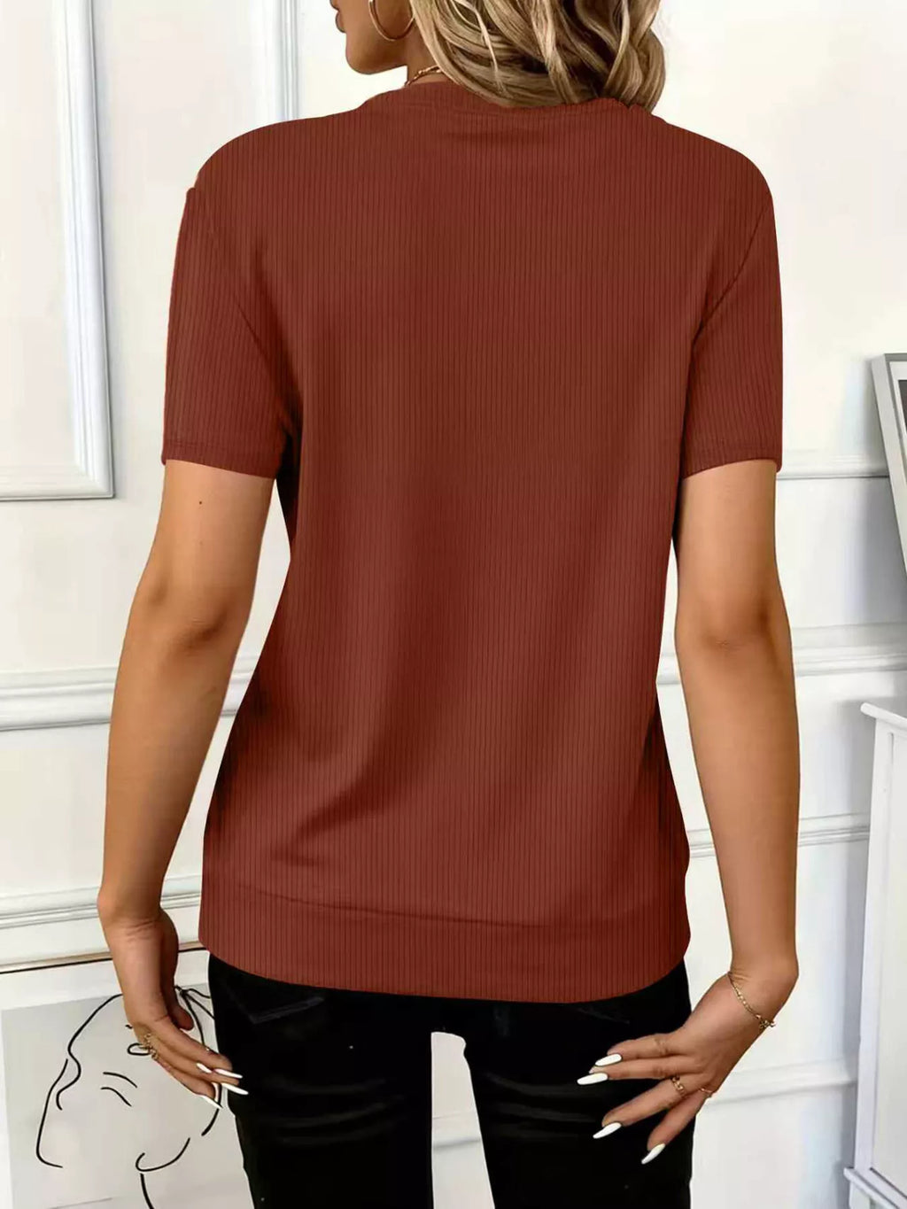 Half Zip Short Sleeve Top