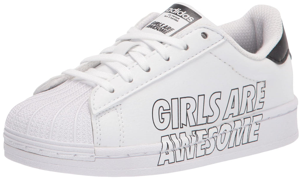 adidas Originals Superstar Sneaker White/White/Black (Girls are Awesome) 10.5 US Unisex Little Kid