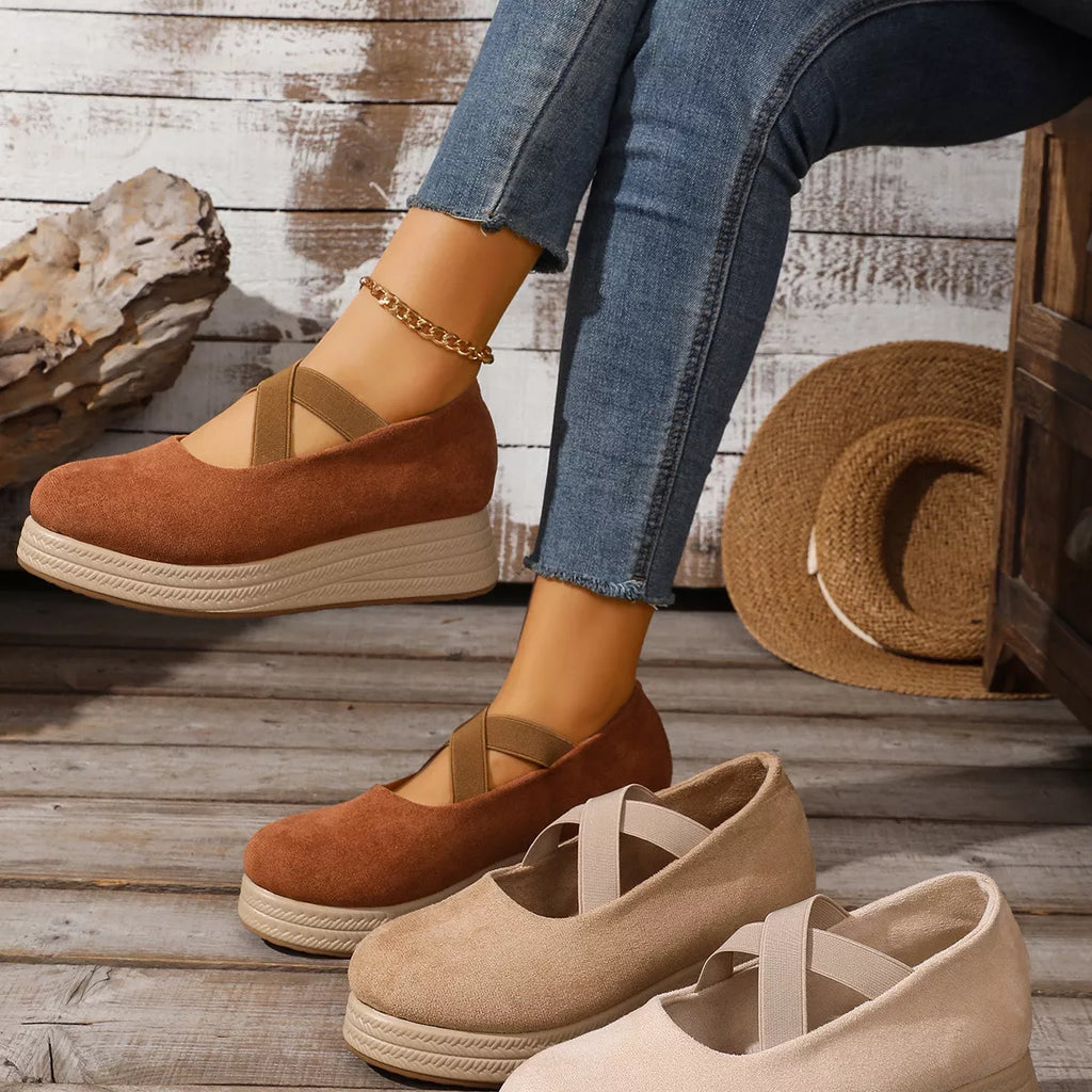 Crisscross Wedge Slip-Ons