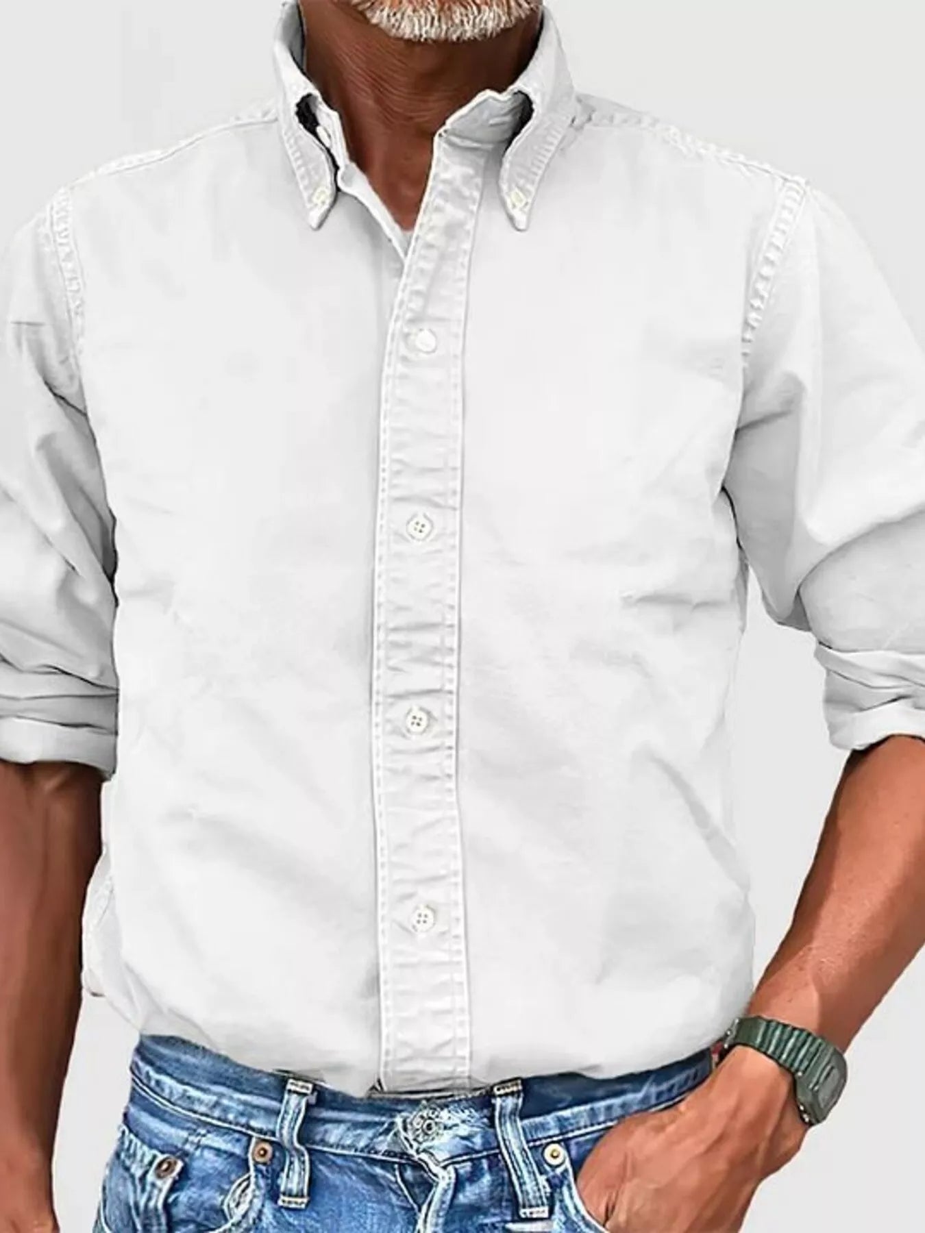 Men's Full Size Casual Button-Down Shirt Plus Size