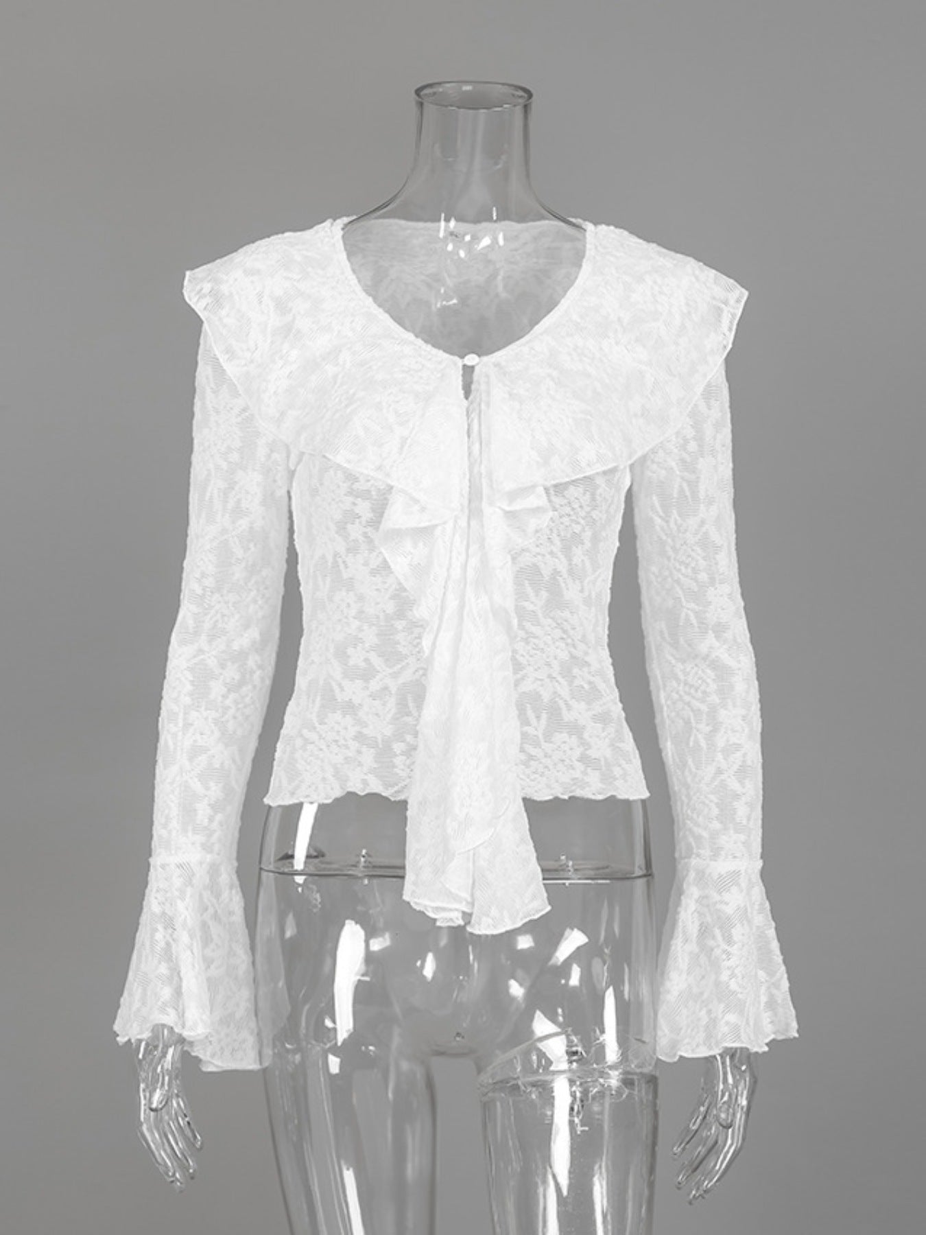 Ruffle Lace Long Sleeve Blouse