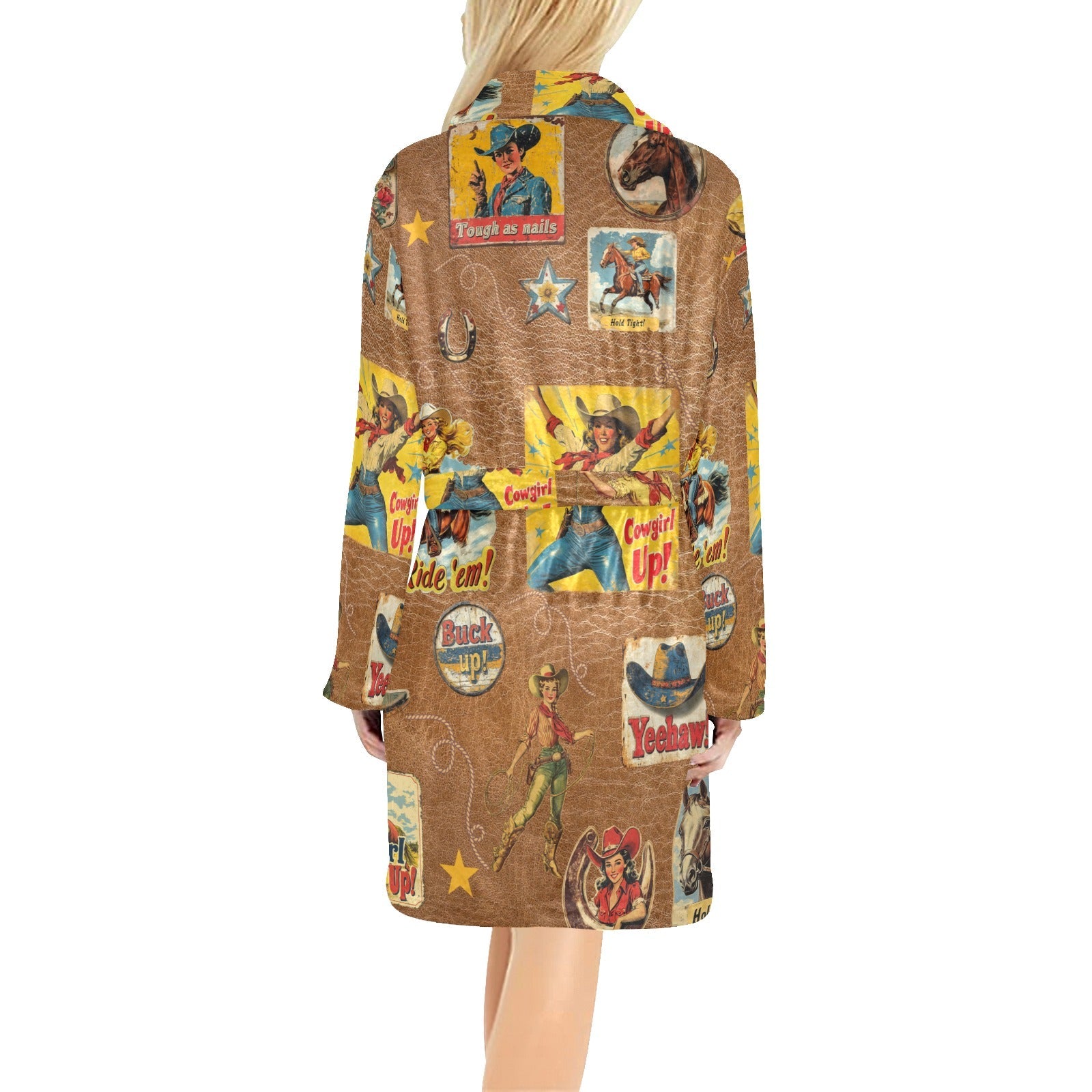Baha Ranch Vintage Cowgirl Collage Bath Robe