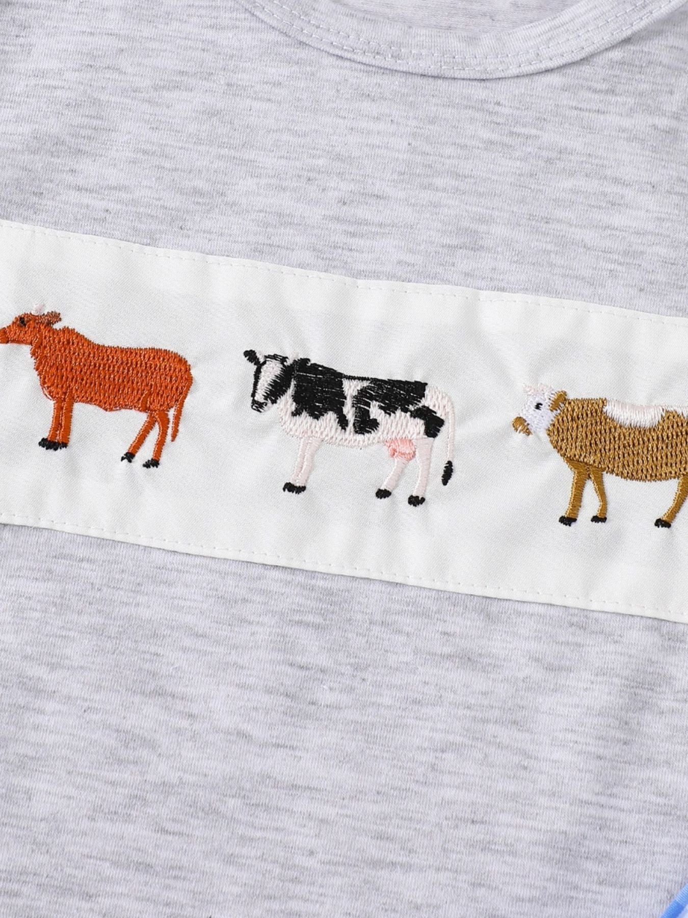 Children's Animal Embroidered Tee and Shorts Set