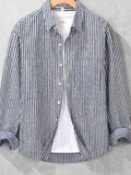 Men's Plus Size Striped Long Sleeve Shirt
