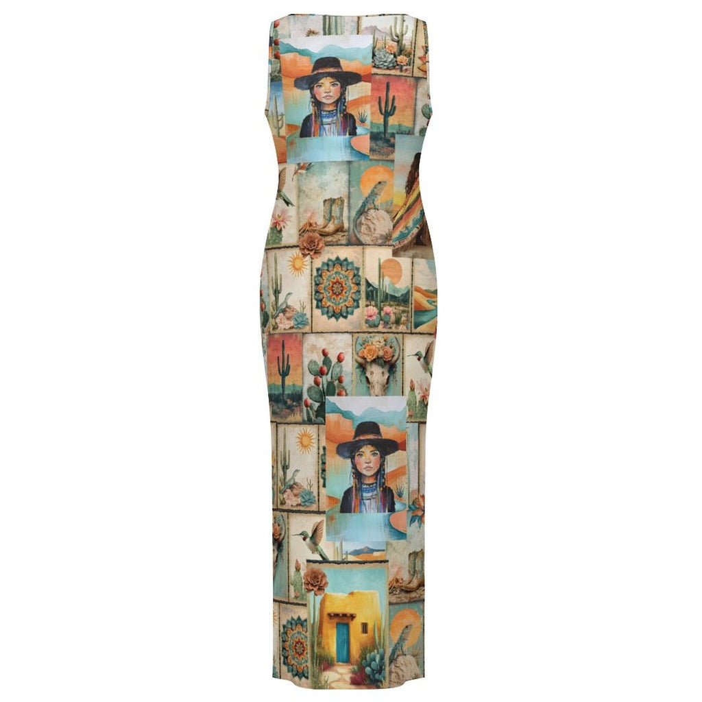 Baha Ranch New Colores De Mexico Pictures of the Southwest Bodycon Side Slit Long Dress