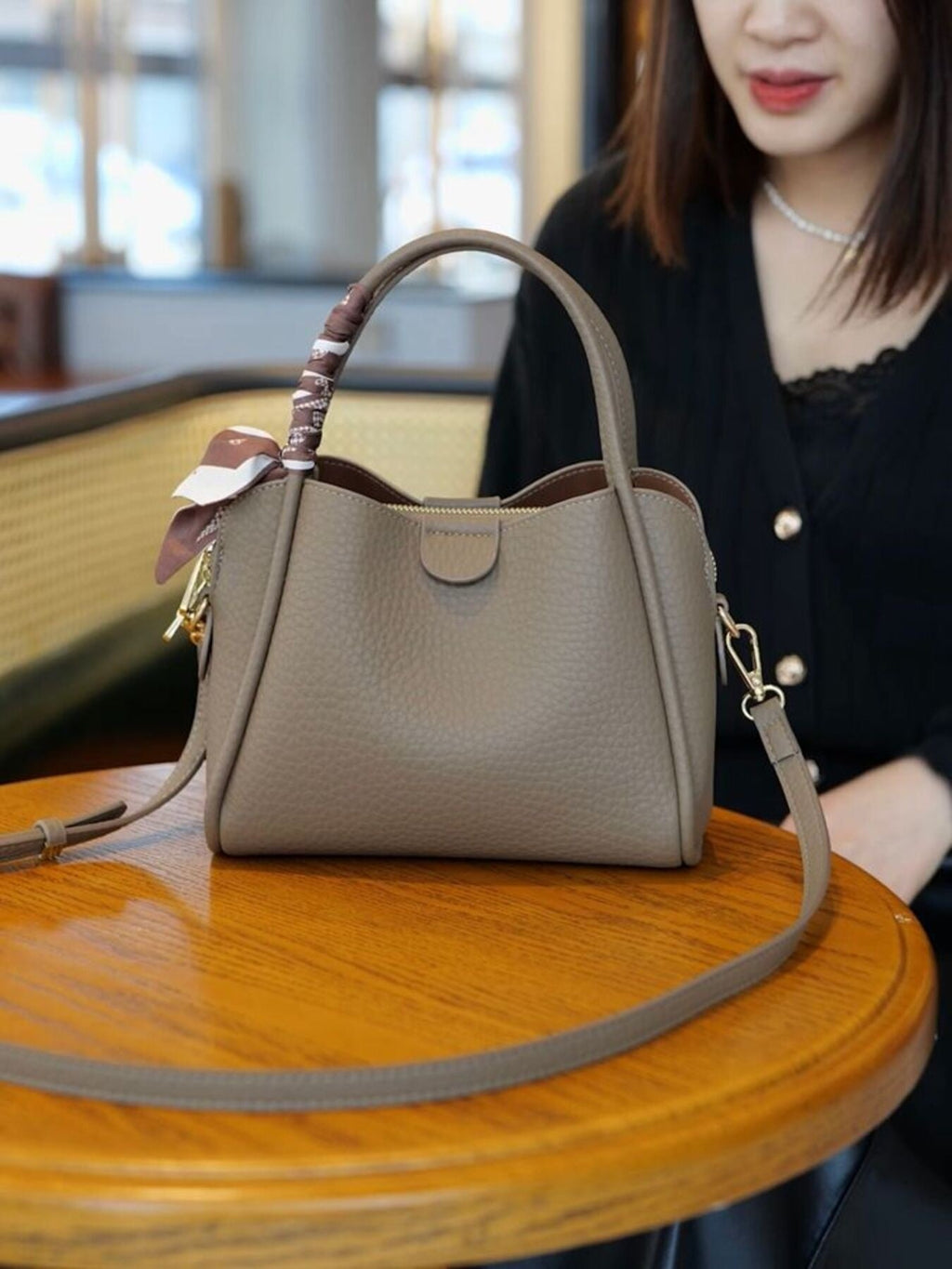Leather Top Handle Crossbody Bag