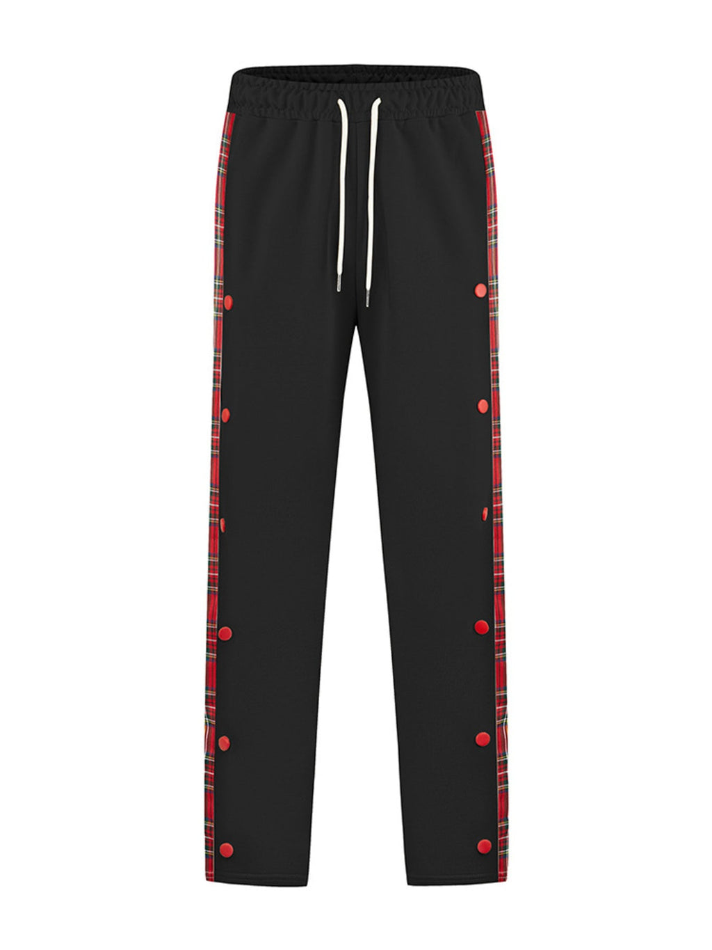 Men's Full Size Drawstring Plaid Side Stripe Pants Plus Size