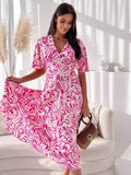 Printed Flutter Sleeve Midi Dress