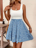 Floral Print Square Neck Summer Dress