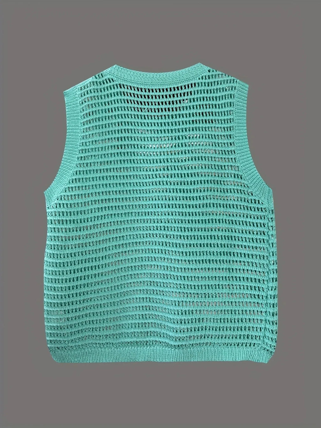 Openwork Round Neck Sweater Vest