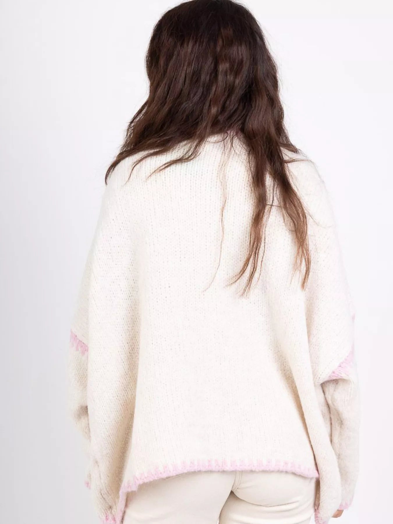 Contrast Trim Open Front Cardigan