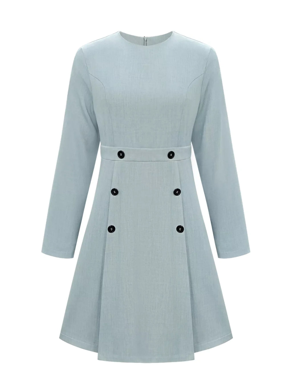 A-Line Decor Button Long Sleeve Dress
