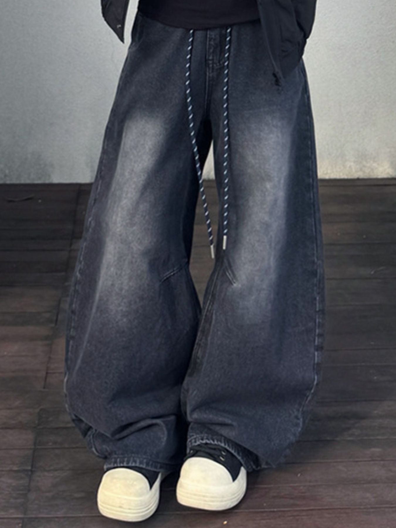 Men's Full Size Vintage Wash Wide Leg Jeans Plus Size