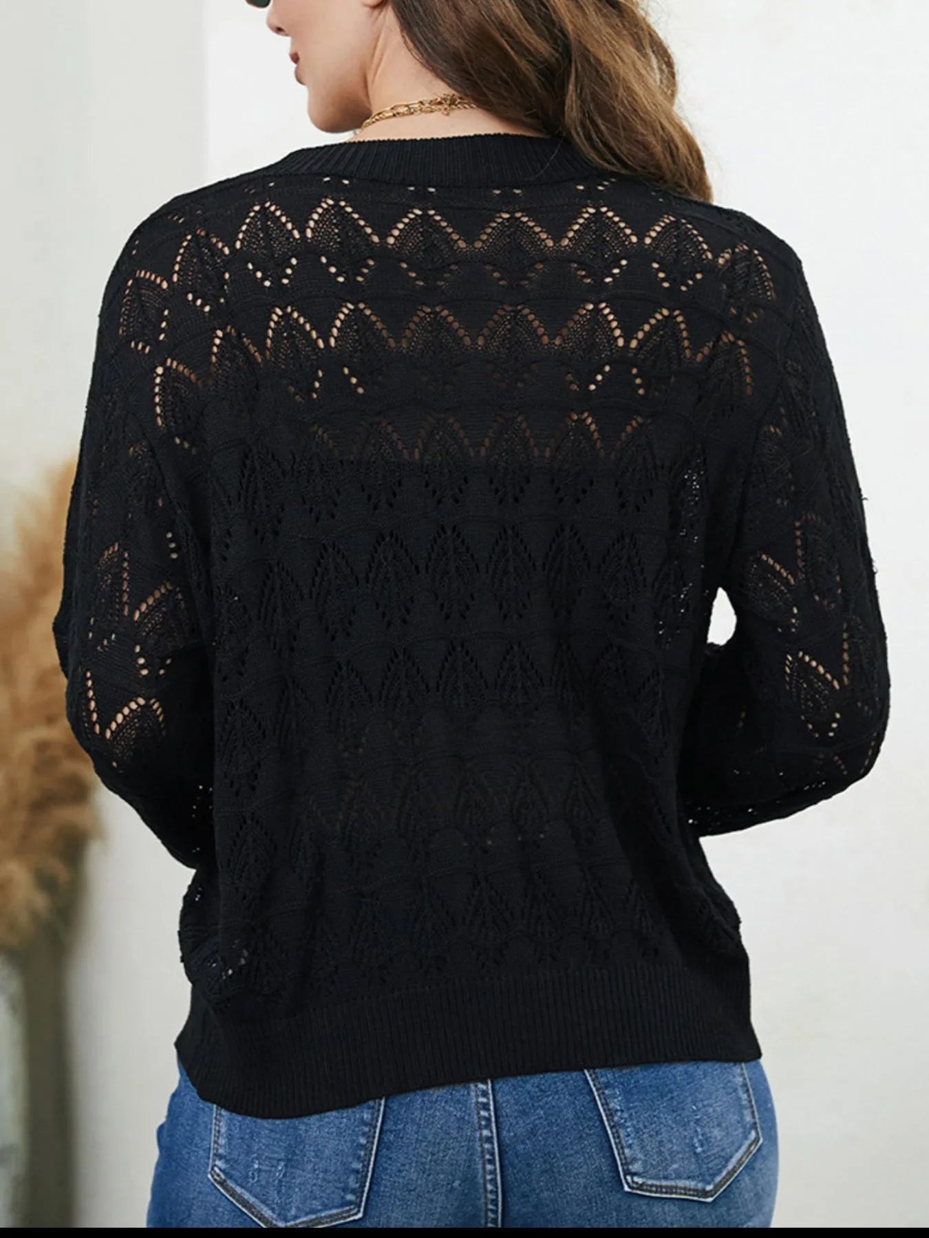 Openwork Button Up Cardigan