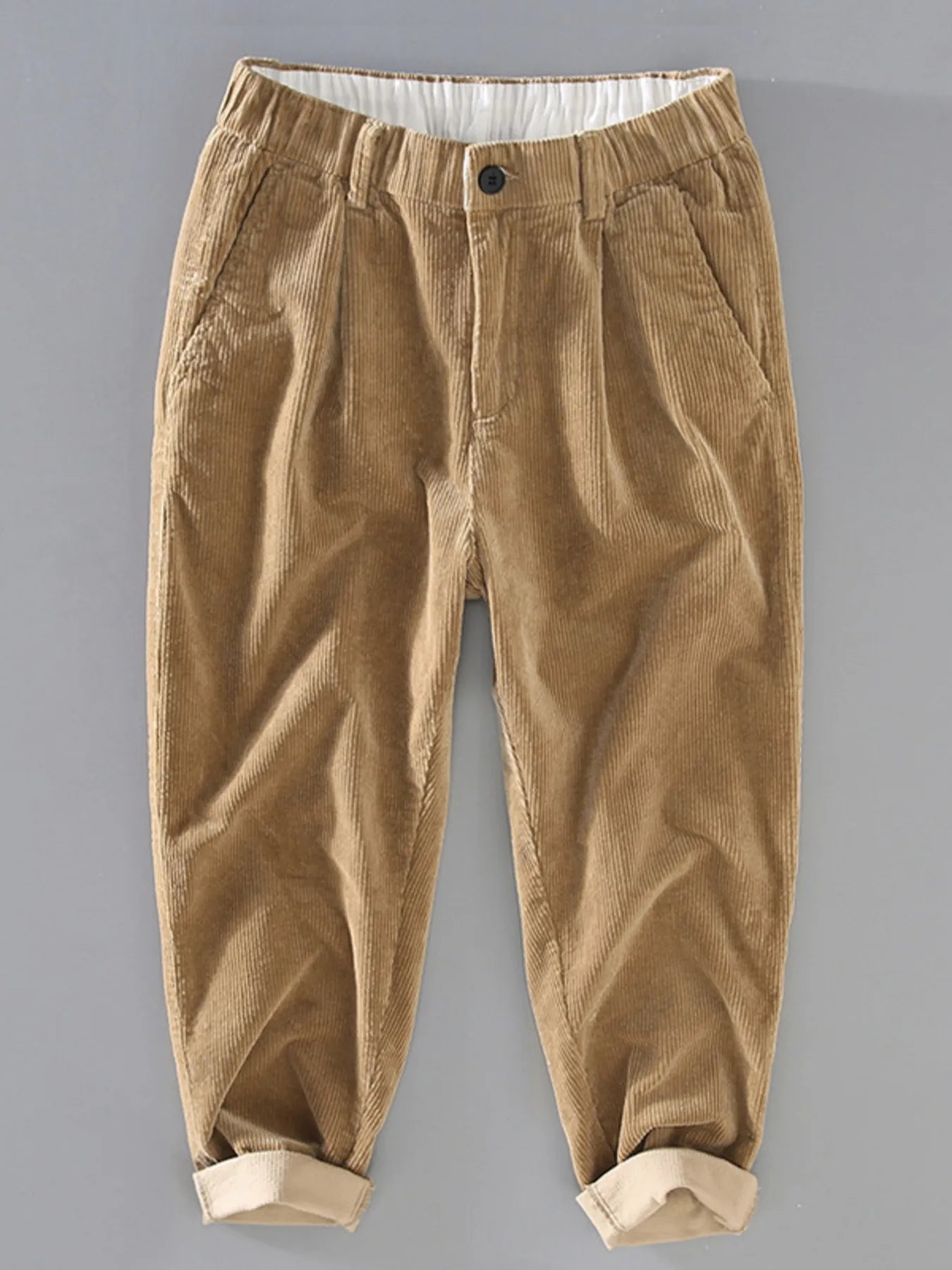 Men's Plus Size Corduroy Pleated Casual Pants