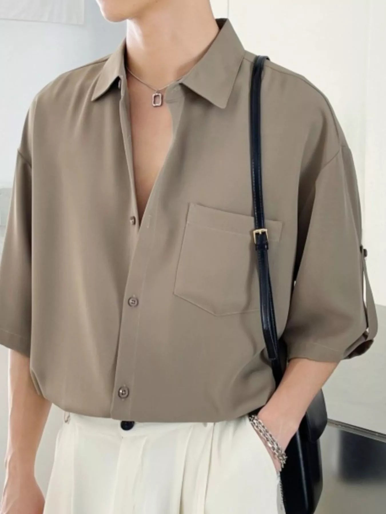 Men's Plus Size Casual Loose Fit Short Sleeve Shirt