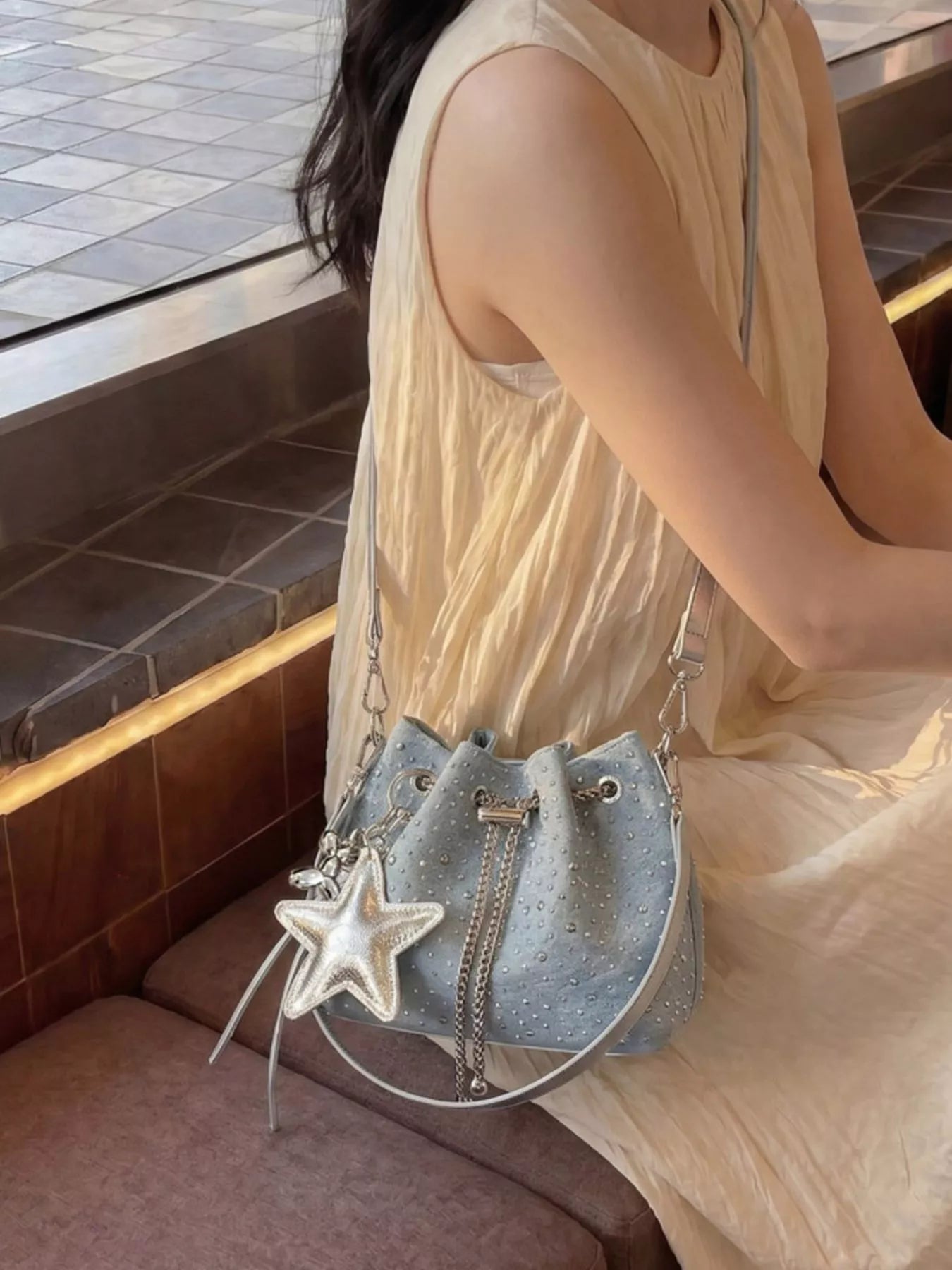 Drawstring Bucket Crossbody Bag