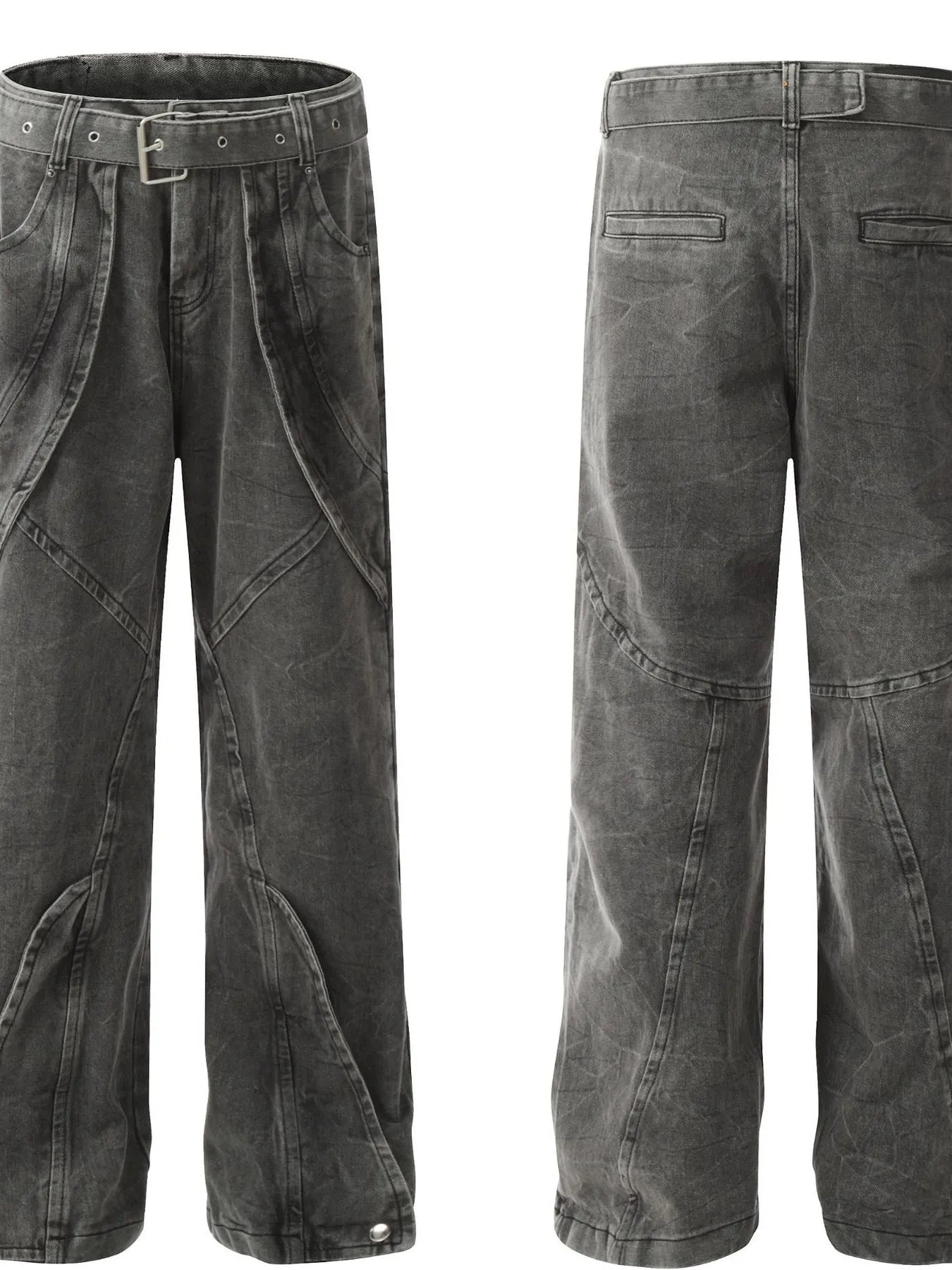 Men's Washed Wide-Leg Baggy Jeans