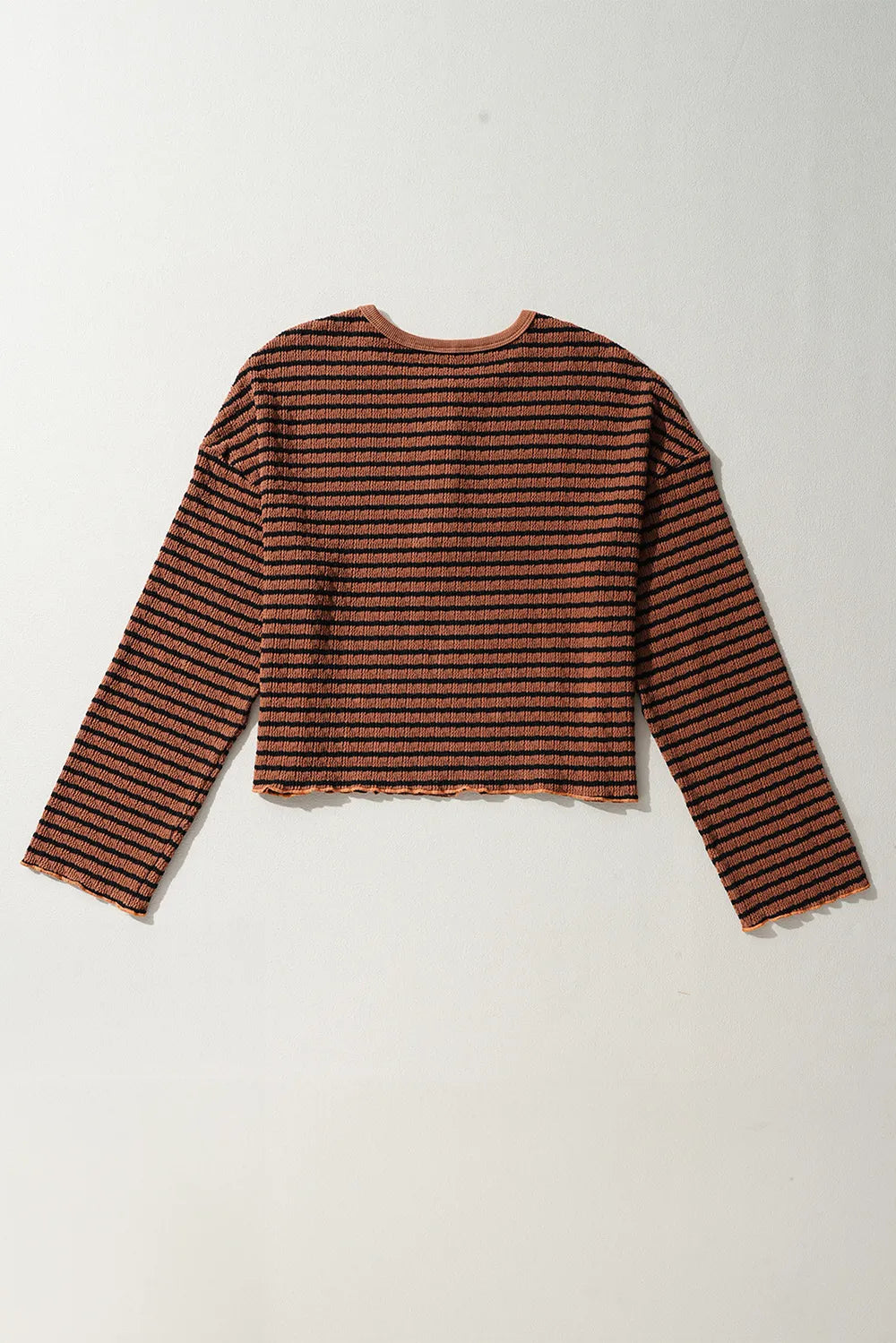 Striped Half Button Long Sleeve Blouse