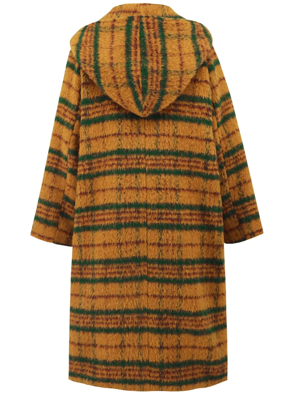 Plaid Long Sleeve Hooded Coat with Pockets