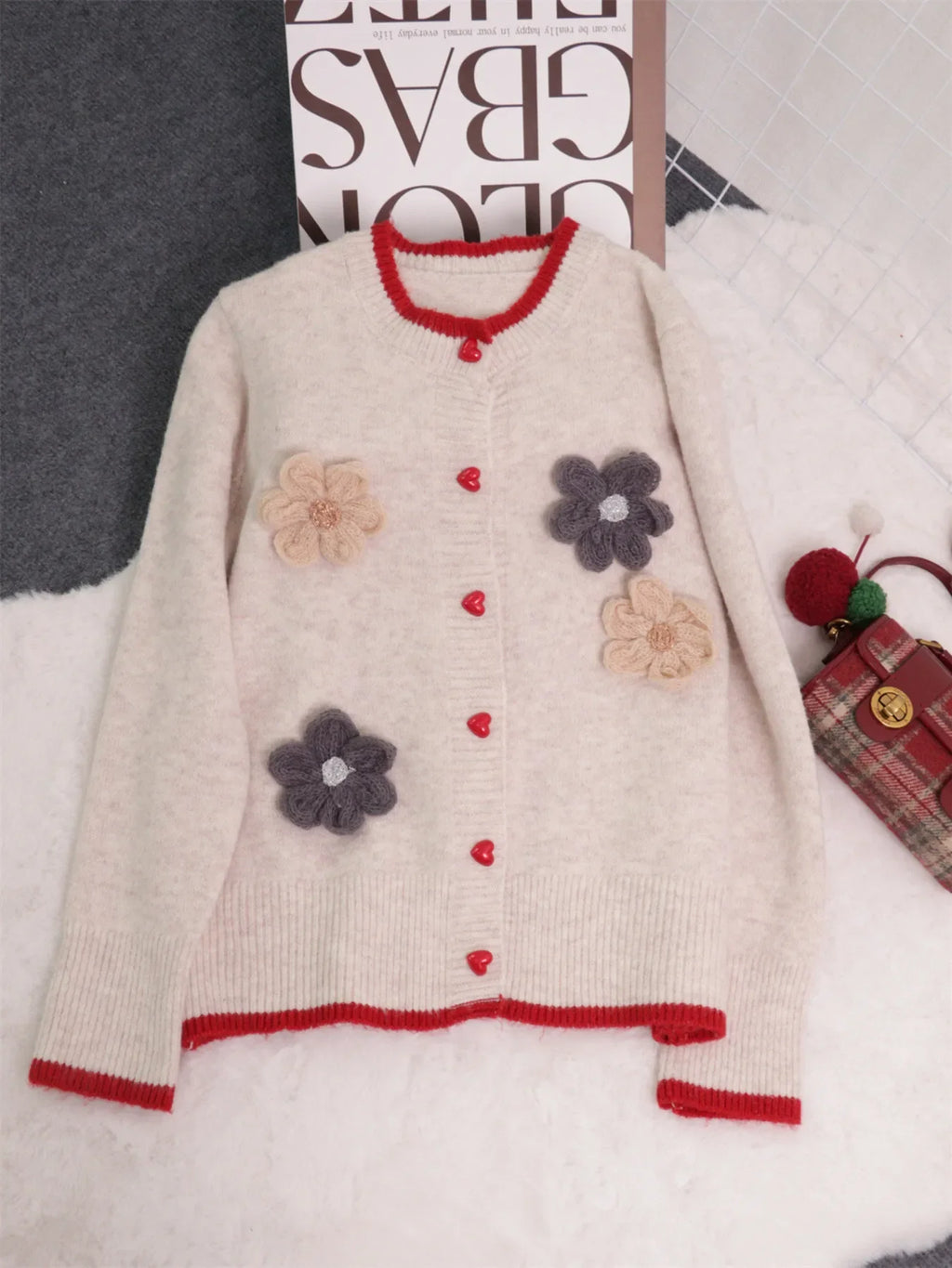 Flower Button Up Long Sleeve Cardigan