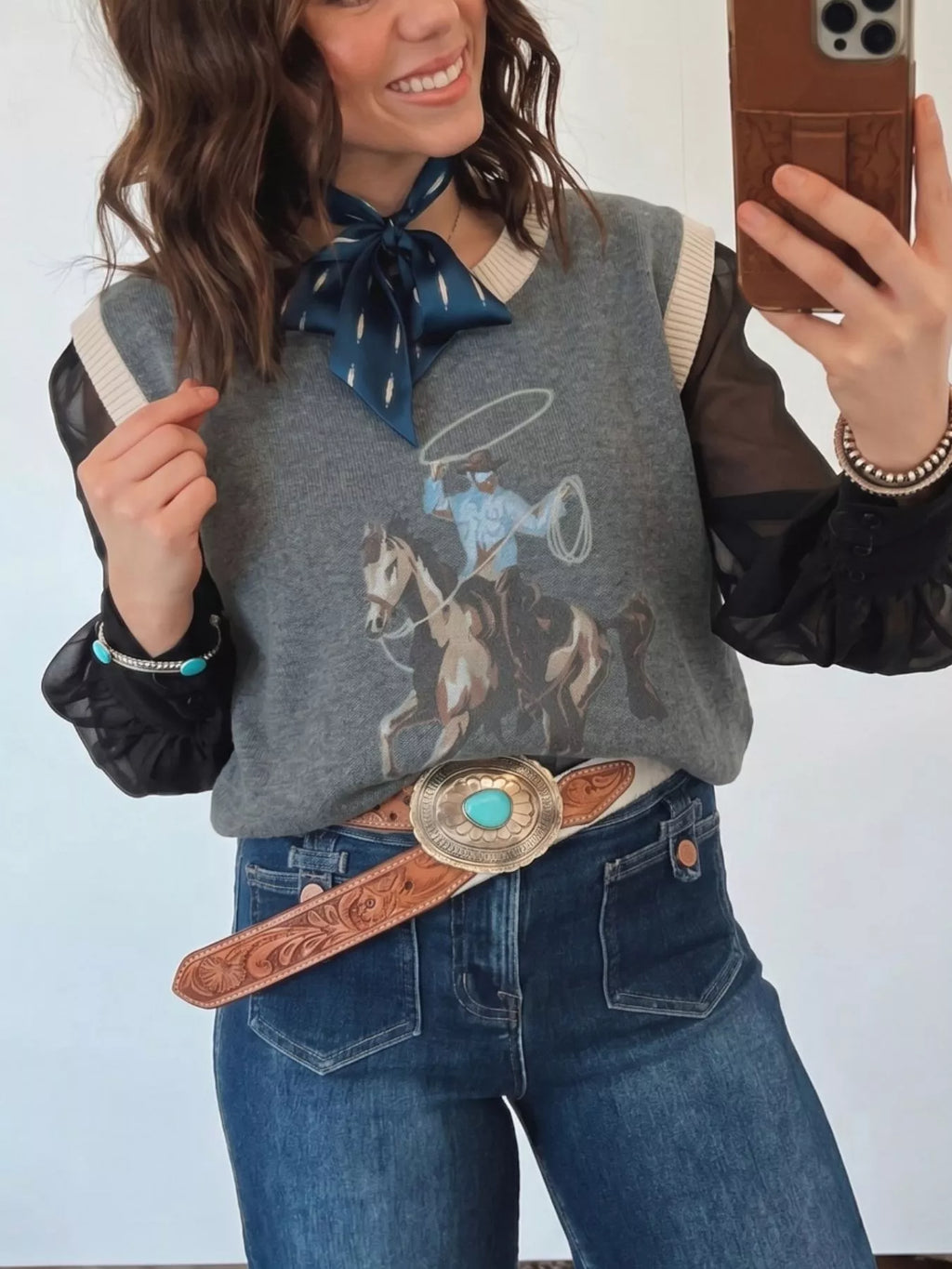 Western Graphic Knit Vest