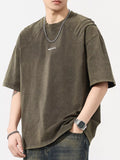 Men's Plus Size Vintage Washed Round Neck Tee