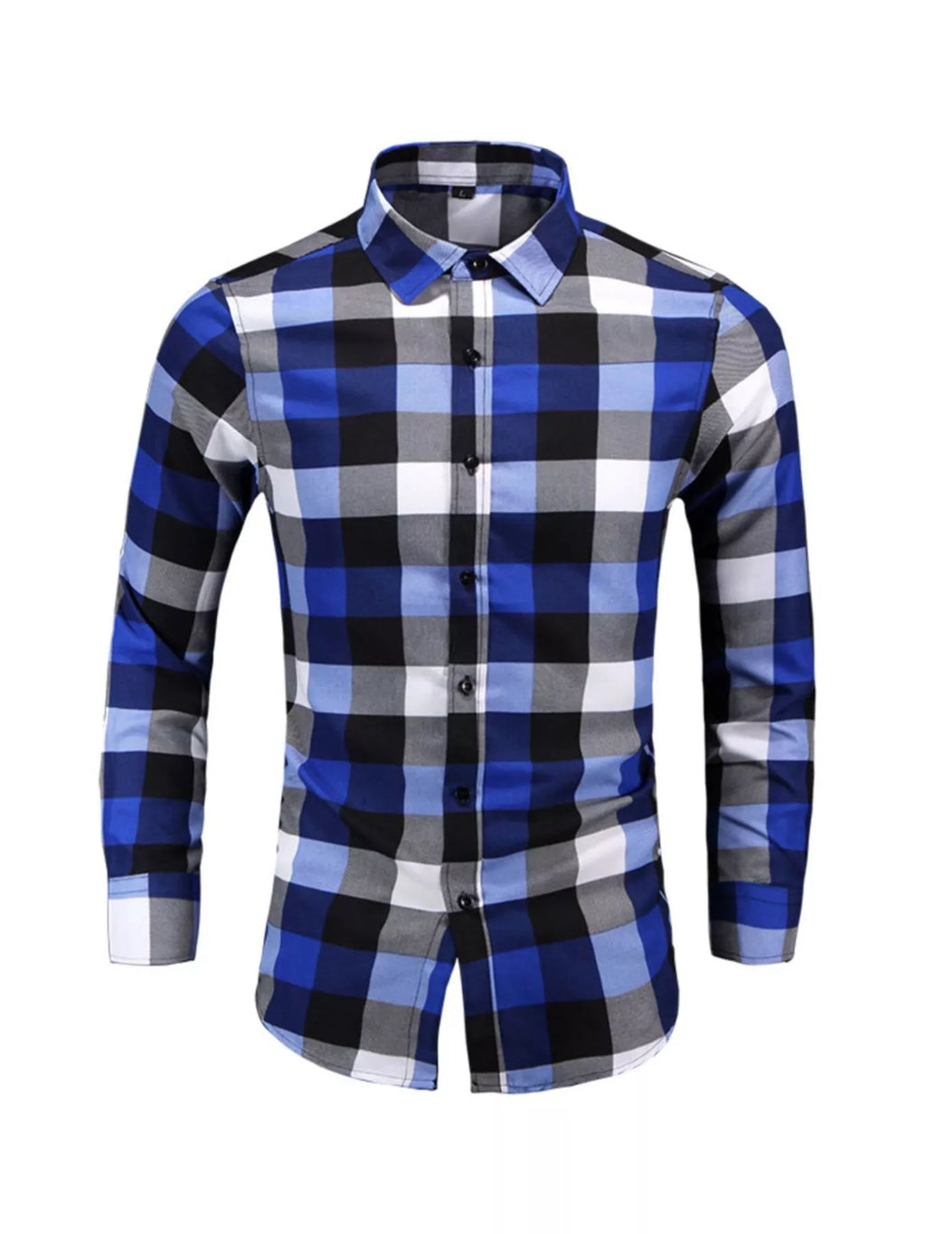 Men's Plus Size Plaid Long Sleeve Shirt