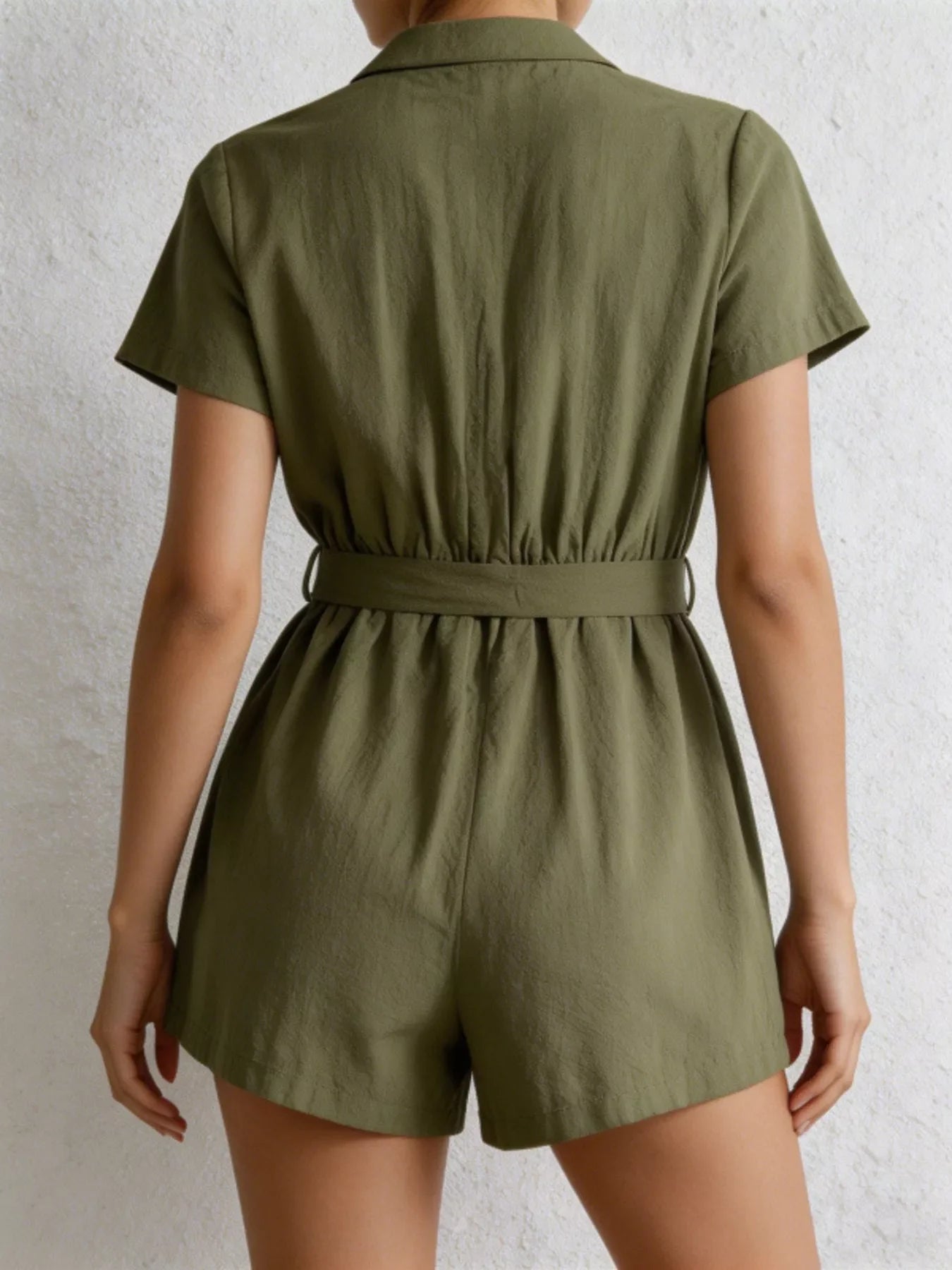 Tie Waist Short Sleeve Romper