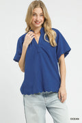 Scalloped Hem Textured Blouse