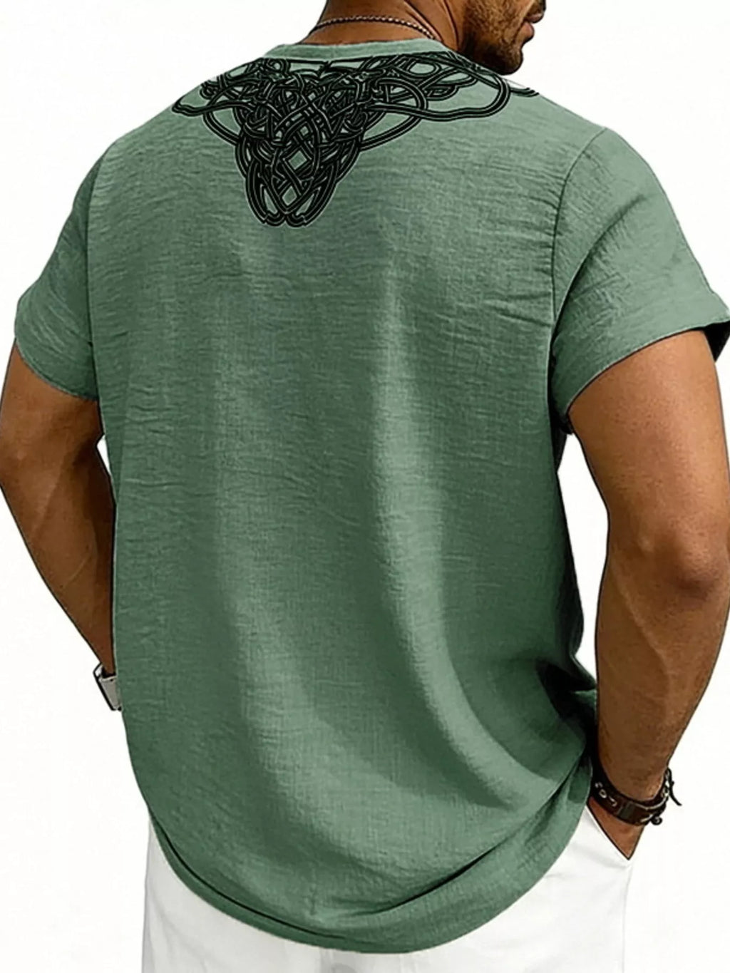 Men's Full Size Notched Printed Short Sleeve Blouse Plus Size