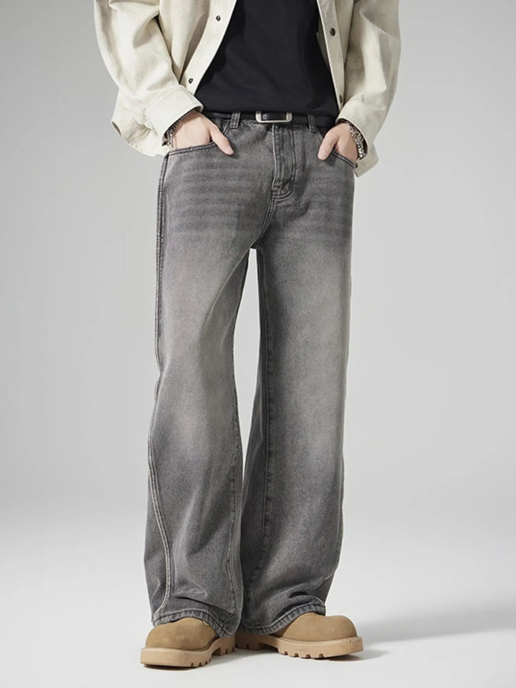 Men's Wash Wide Leg Jeans
