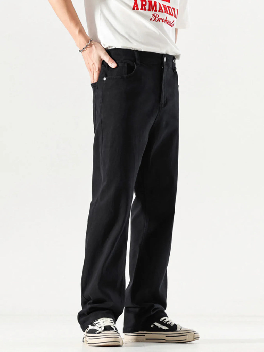 Men's Full Size Wide Leg Jeans with Pockets Plus Size