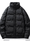 Men's Plus Size Stand Collar Puffer Jacket