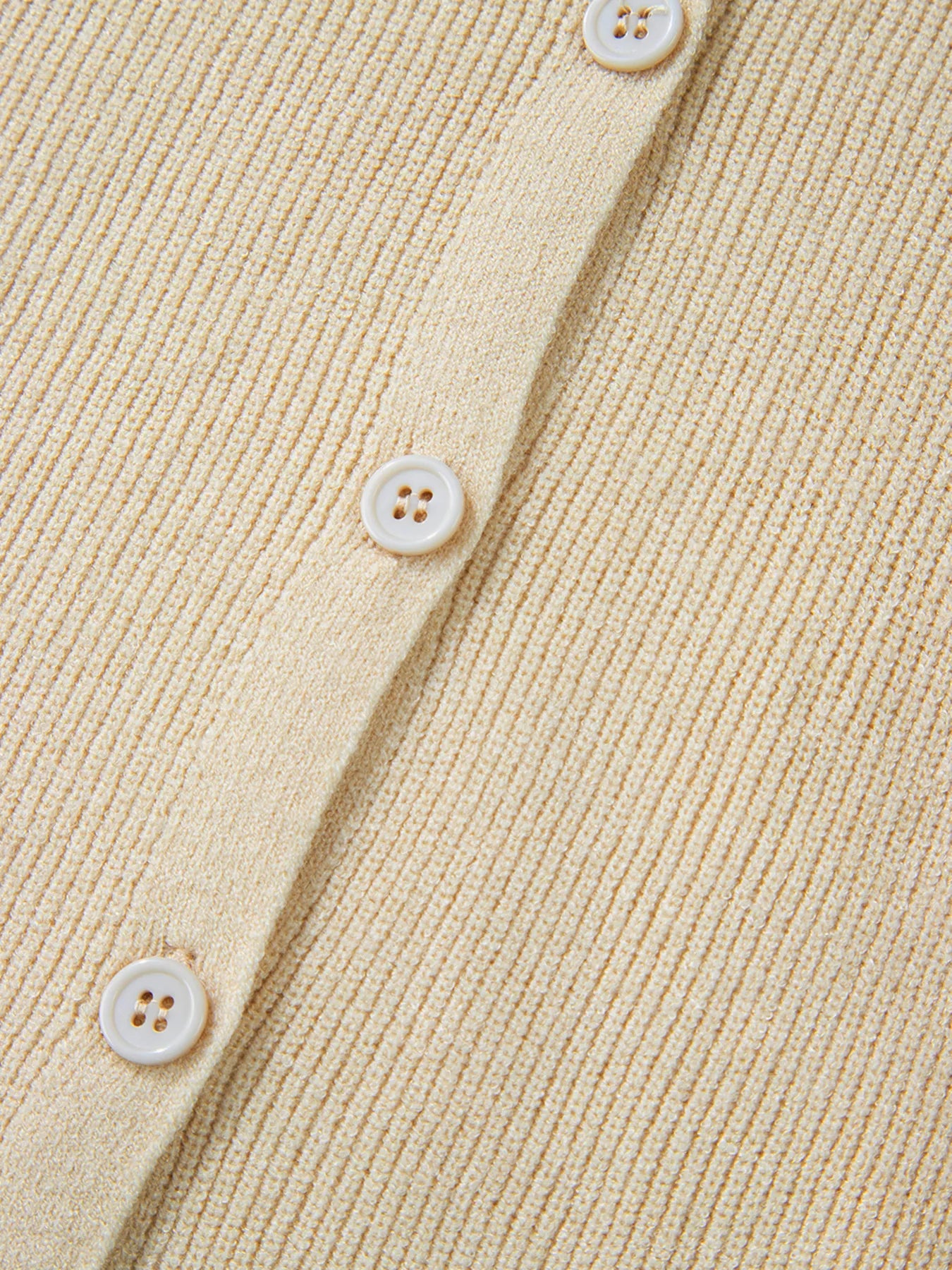 Ribbed Knit Button Front V Neck Cardigan