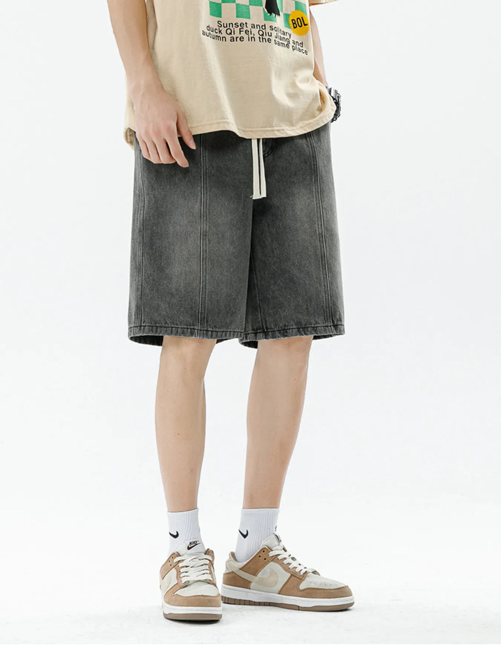 Men's Full Size Gradient Wash Denim Shorts Plus Size
