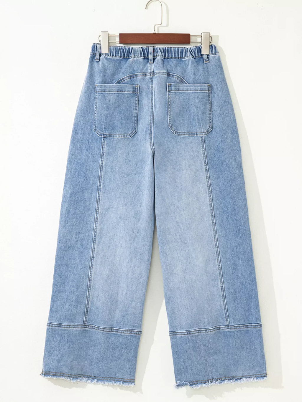 Wide Leg Drawstring Raw Hem Jeans