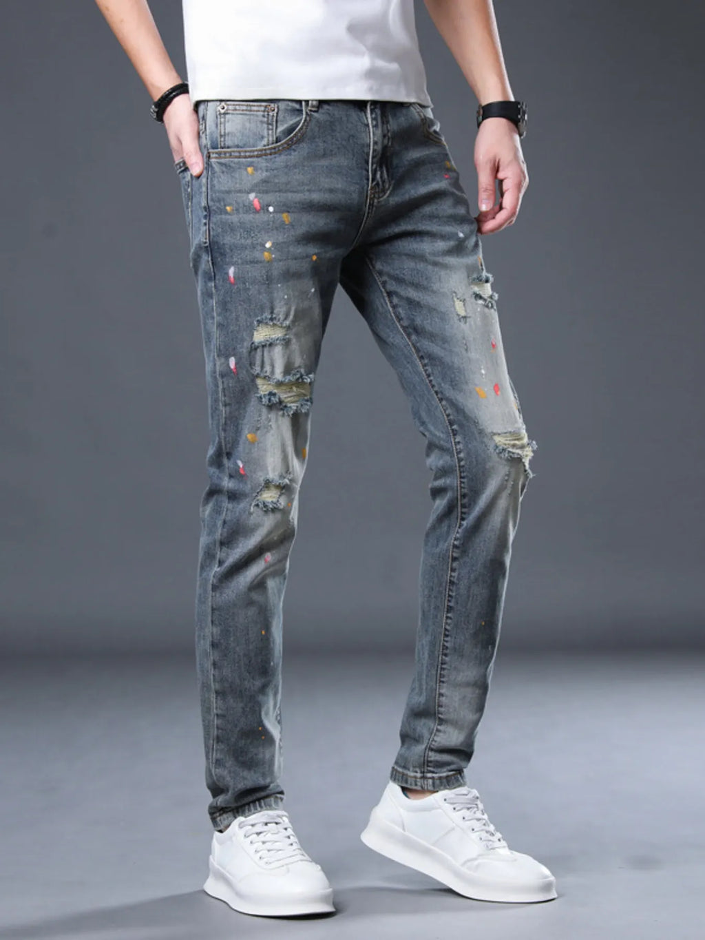 Men's Distressed Slim Fit Jeans