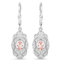 1.04 ct Genuine Morganite and White Topaz .925 Sterling Silver Earrings