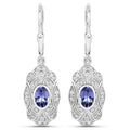 1.12 ct Genuine Tanzanite and White Topaz .925 Sterling Silver Earrings