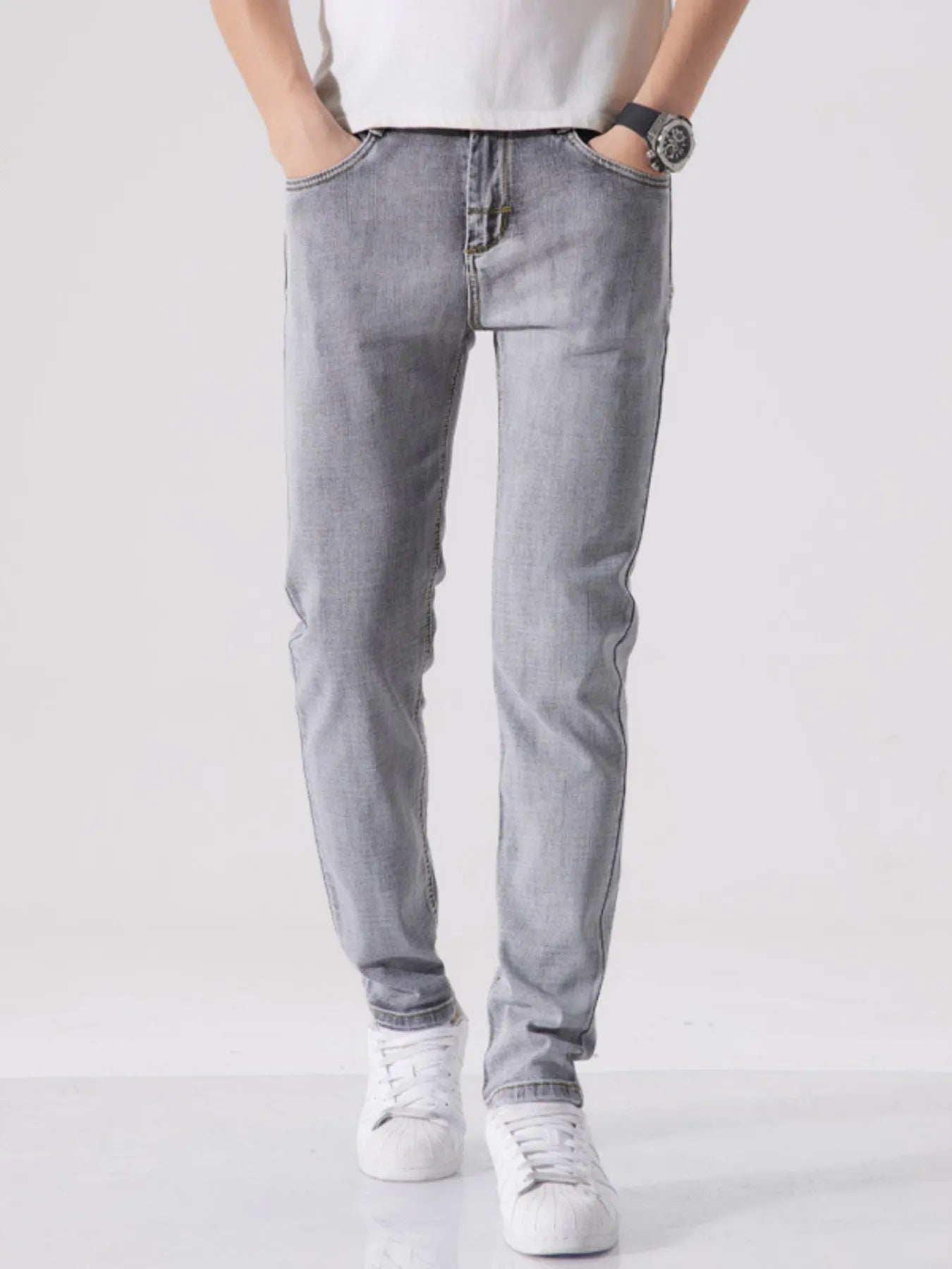 Men's Slim Fit Washed Jeans