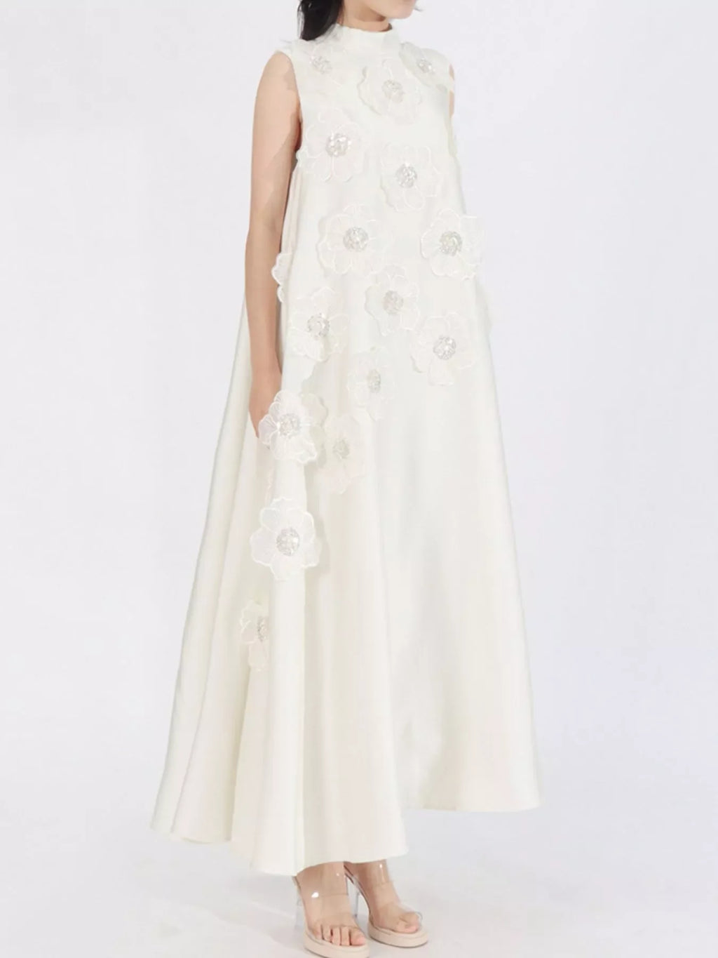 Floral Embellished Sleeveless Maxi Dress