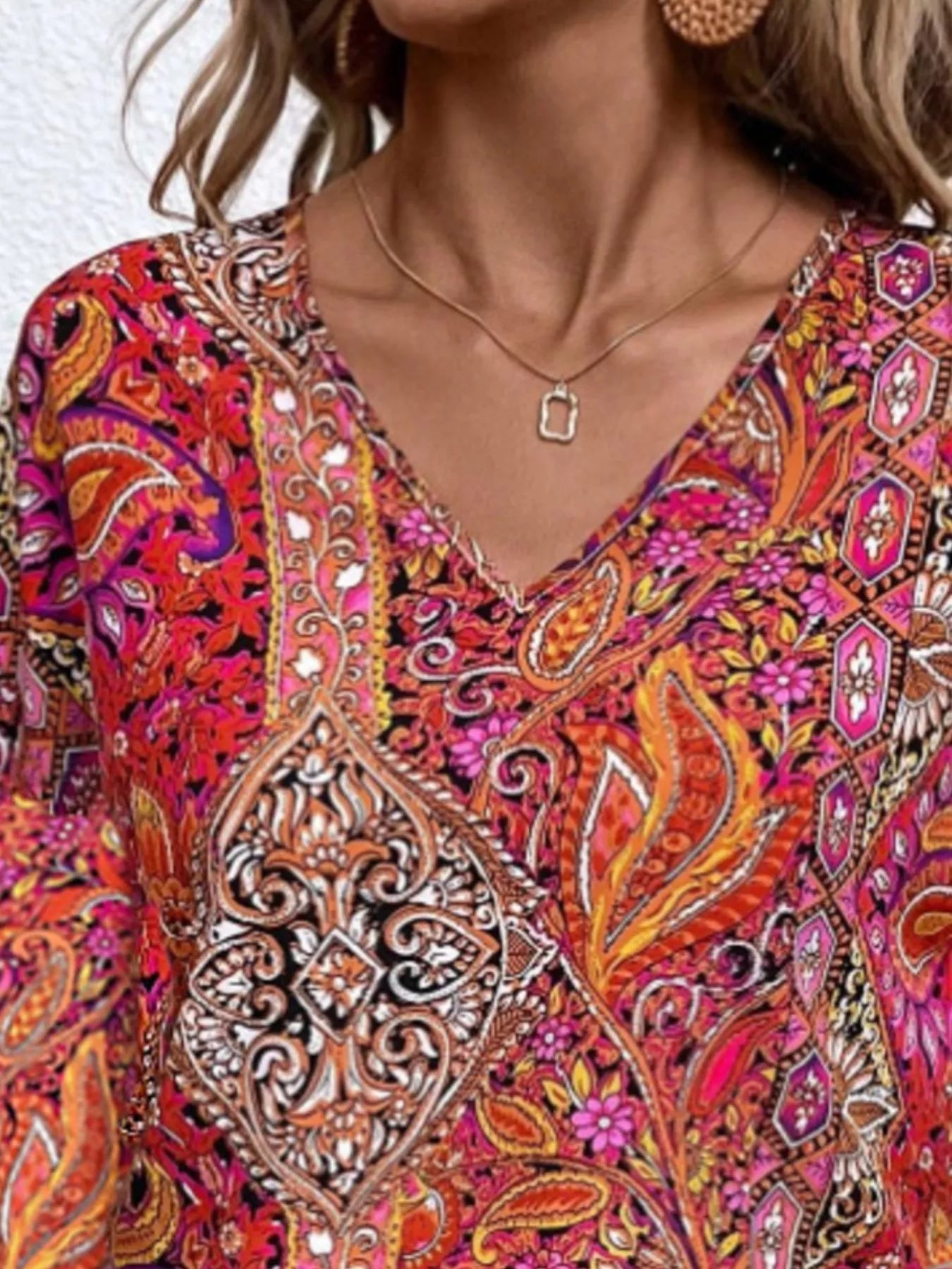 Paisley Print Long Sleeve Blouse