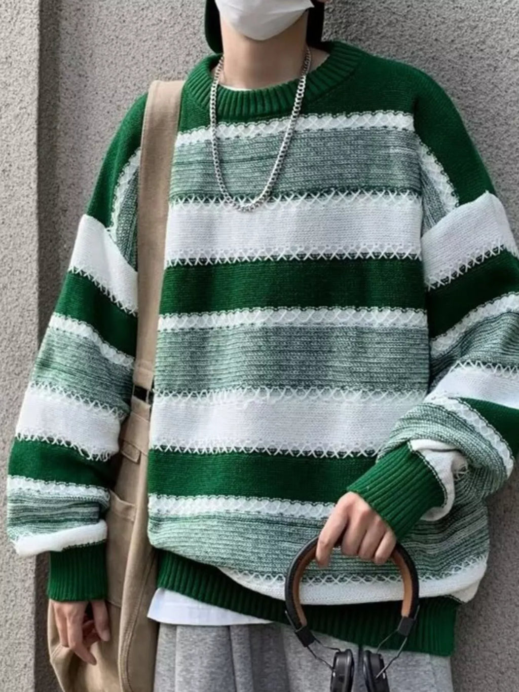 Men's Striped Pattern Relaxed Fit Sweater
