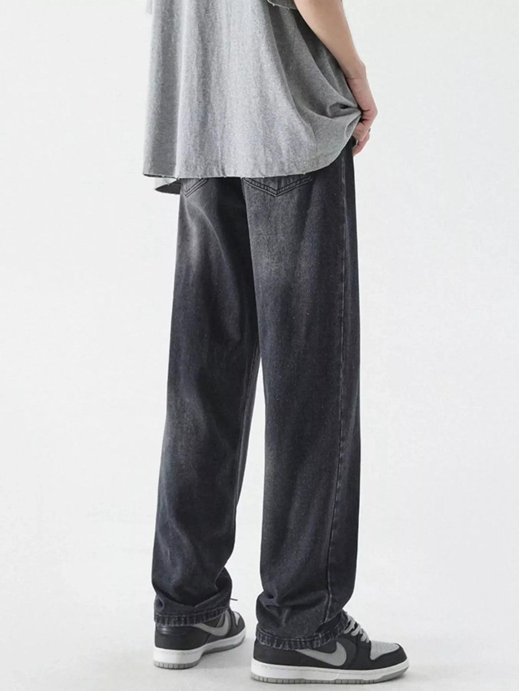 Men's Full Size Vintage Wash Wide Leg Jeans Plus Size
