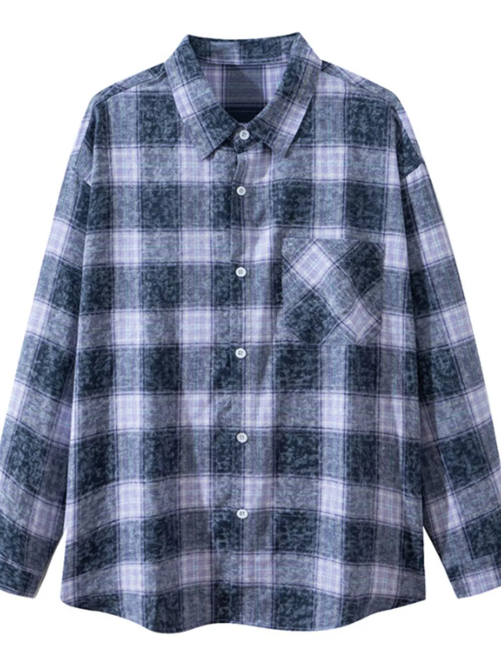 Men's Plus Size Plaid Button Up Long Sleeve Shirt