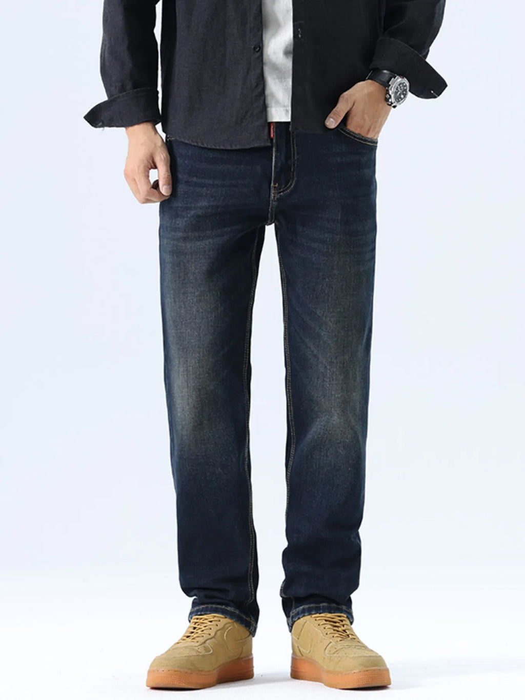 Men's Straight Leg Washed Jeans