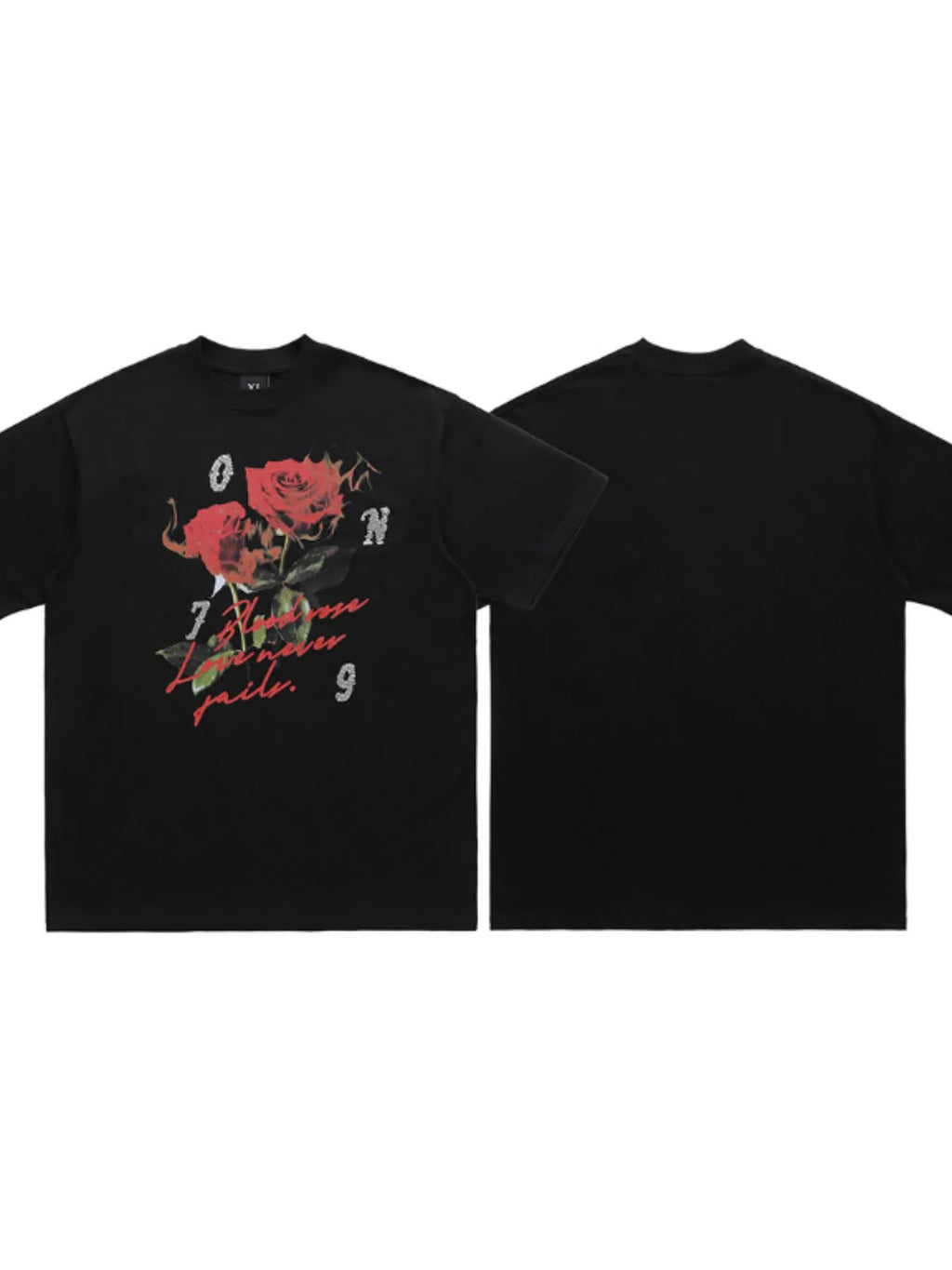 Men's  Rose Graphic T-Shirt with Vintage Script Design