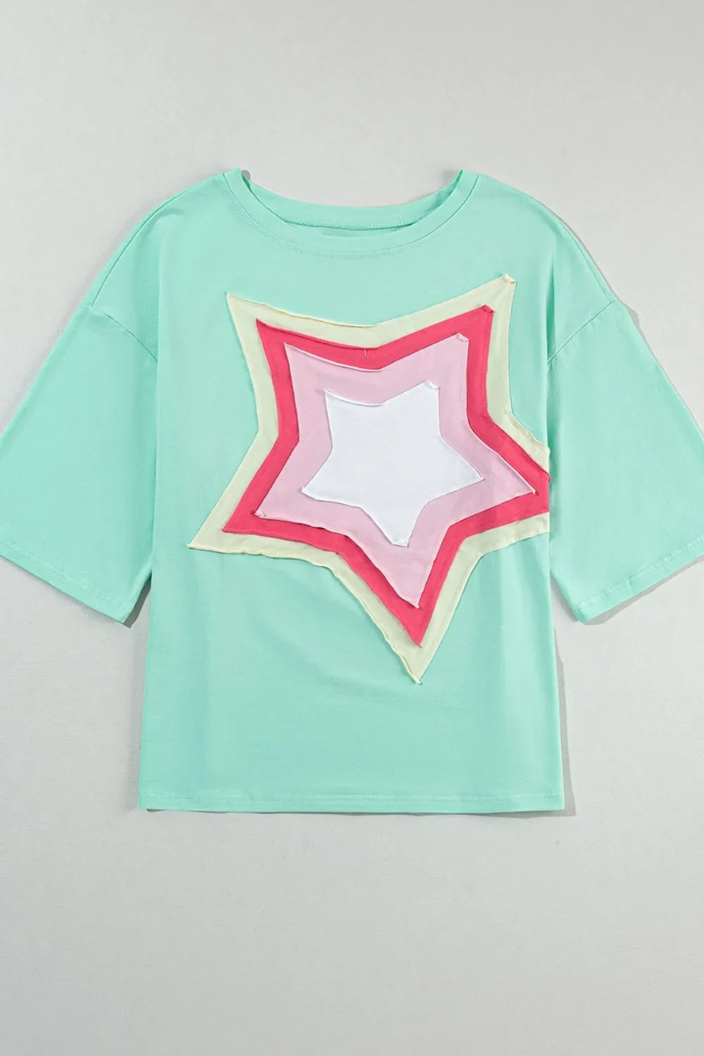 Color Block Star Patched Oversized T-Shirt