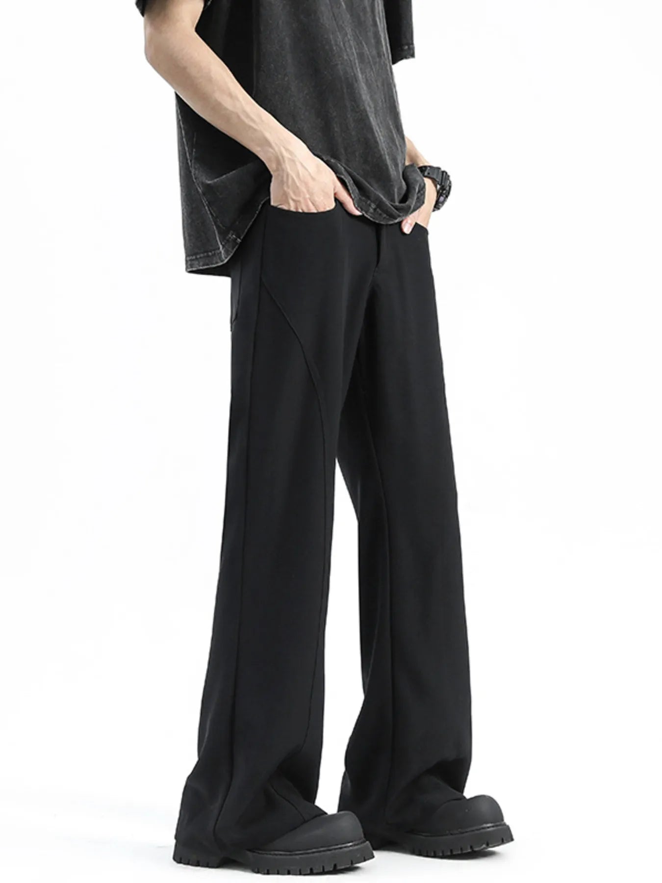 Men's Full Size Relaxed Fit Flare Leg Pants Plus Size